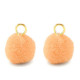 Pompom bedel met oog 10mm - Gold-salmon orange